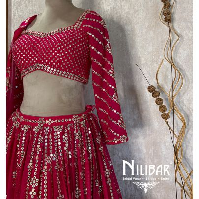 Magenta Georgette Net Casual Lehenga