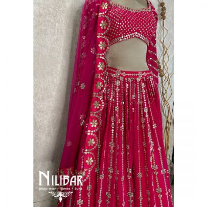 Magenta Georgette Net Casual Lehenga