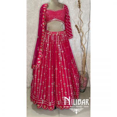 Magenta Georgette Net Casual Lehenga