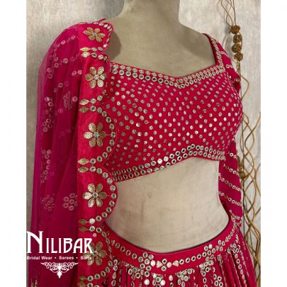 Magenta Georgette Net Casual Lehenga