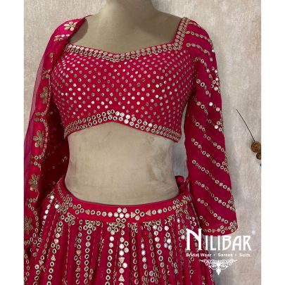 Magenta Georgette Net Casual Lehenga