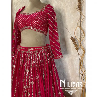 Magenta Georgette Net Casual Lehenga