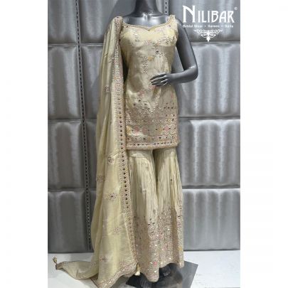 Lemon Tissue Lame Embroidered Garara Suit