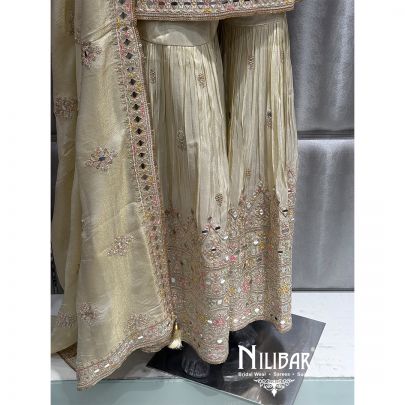 Lemon Tissue Lame Embroidered Garara Suit