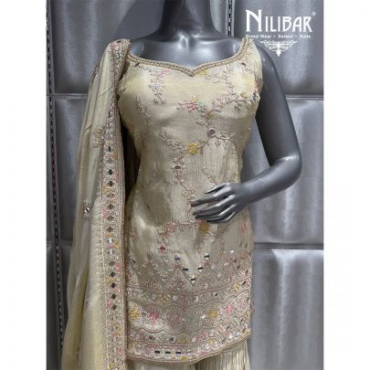 Lemon Tissue Lame Embroidered Garara Suit