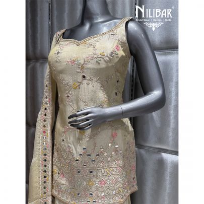 Lemon Tissue Lame Embroidered Garara Suit
