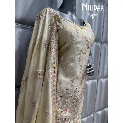 Lemon Tissue Lame Embroidered Garara Suit