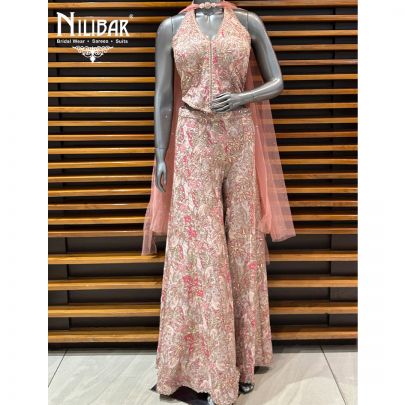 Baby Pink Crepe Indo-Western Set