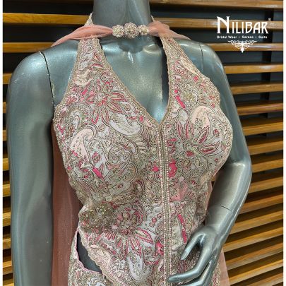 Baby Pink Crepe Indo-Western Set