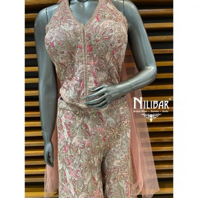 Baby Pink Crepe Indo-Western Set