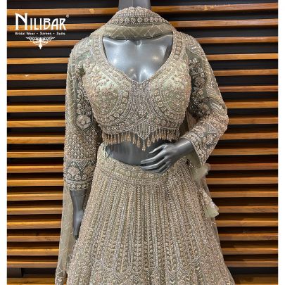 Tea Green Net Lehenga