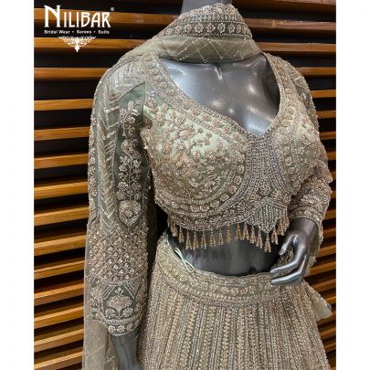 Tea Green Net Lehenga