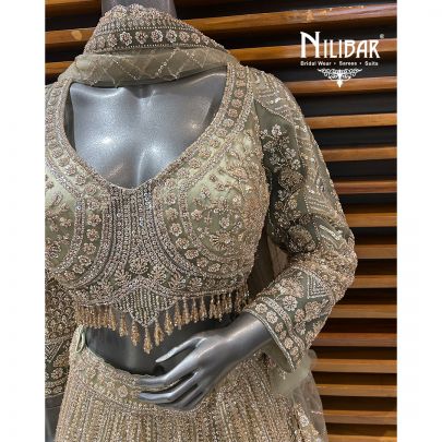 Tea Green Net Lehenga