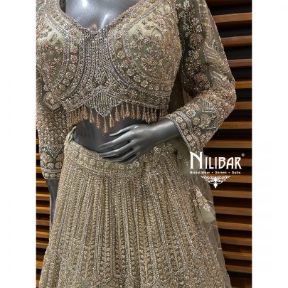 Tea Green Net Lehenga