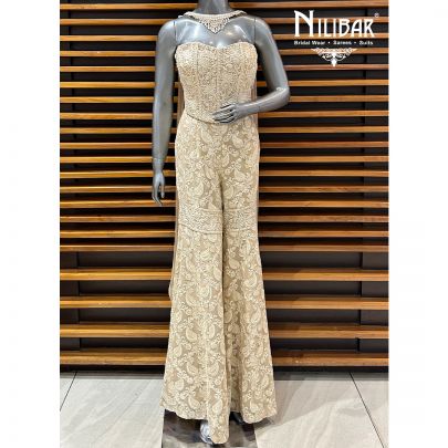 Light Beige Georgette Indo-Western Set