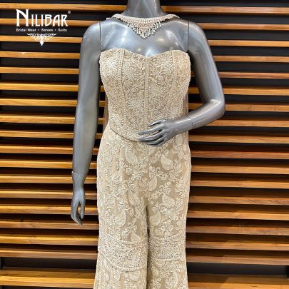 Light Beige Georgette Indo-Western Set