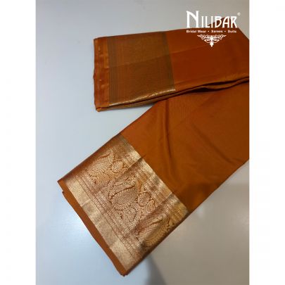 Rust Banarasi Silk Saree