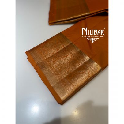 Rust Banarasi Silk Saree