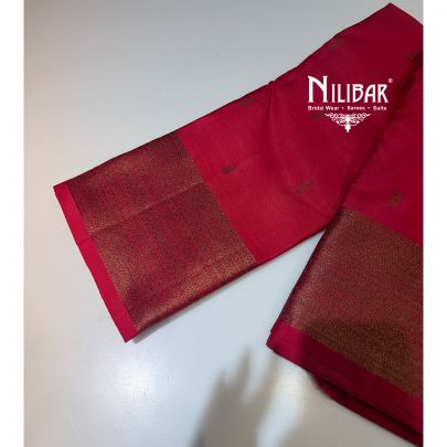 Cherry Red Banarasi Silk Saree