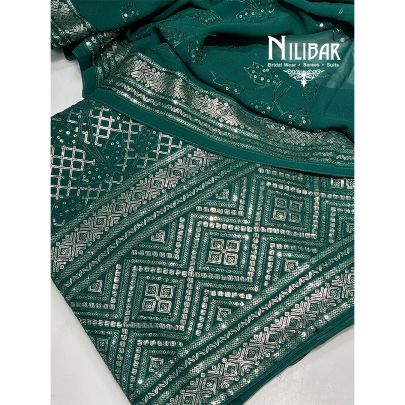 Bottle Green Georgette Unstitched Suit