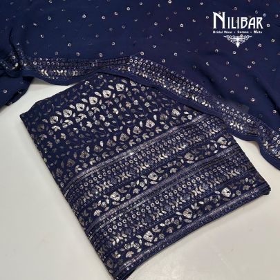 Dark Blue Georgette Unstitched Suit