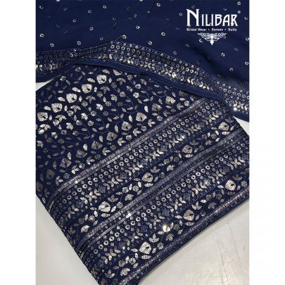 Dark Blue Georgette Unstitched Suit