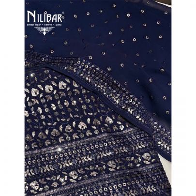 Dark Blue Georgette Unstitched Suit