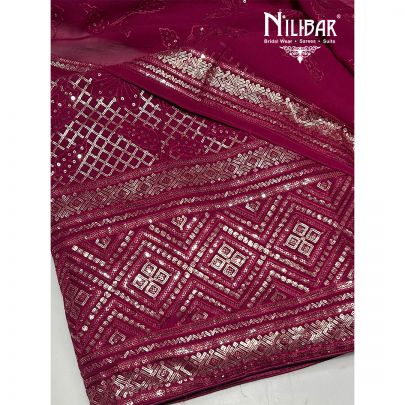 Dark Rose Pink Georgette Unstitched Suit