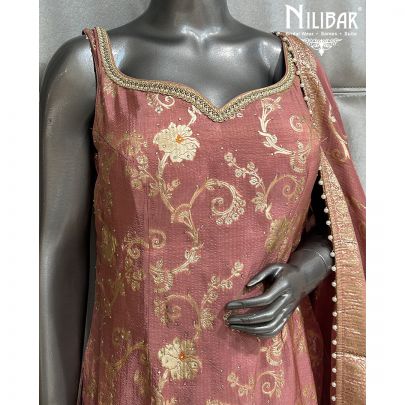 Onion Pink Lamé Silk Salwar Suit