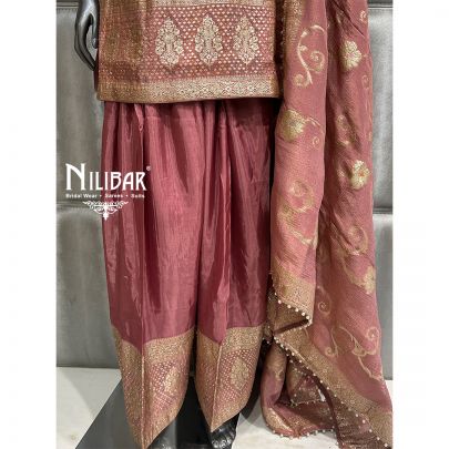 Onion Pink Lamé Silk Salwar Suit