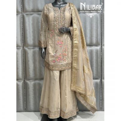 Light Beige Georgette Palazzo Suit
