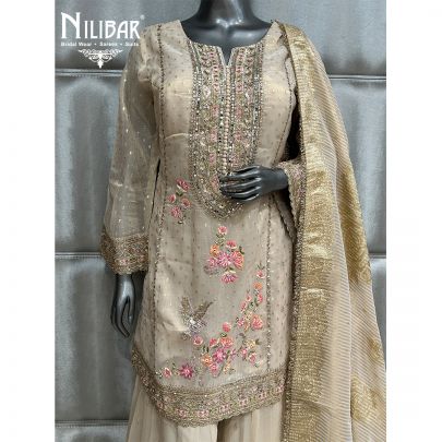 Light Beige Georgette Palazzo Suit