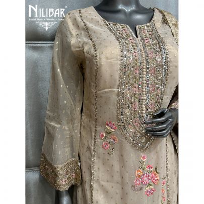 Light Beige Georgette Palazzo Suit