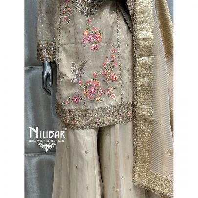 Light Beige Georgette Palazzo Suit