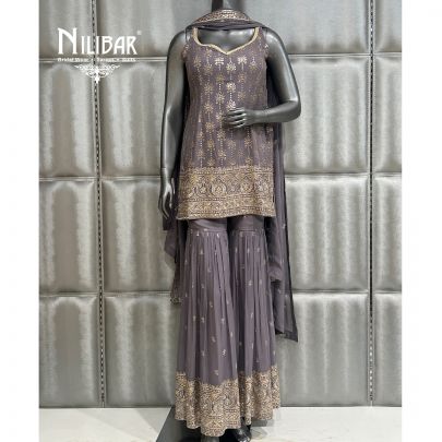Heather Purple Georgette Garara Suit