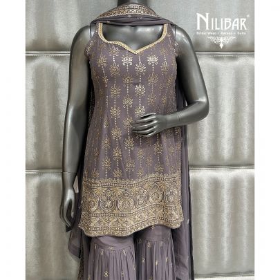 Heather Purple Georgette Garara Suit