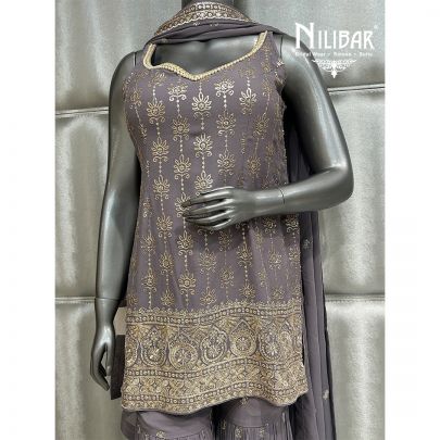 Heather Purple Georgette Garara Suit