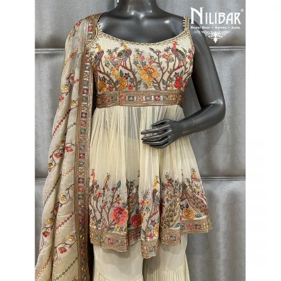 Ivory Peplum Georgette Garara Suit