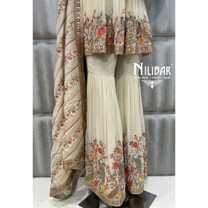 Ivory Peplum Georgette Garara Suit