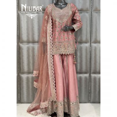 Light Pink Silk Palazzo Suit