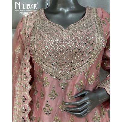 Light Pink Silk Palazzo Suit
