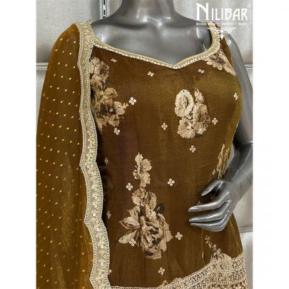 Mehandi Green Lamé Silk Garara Suit