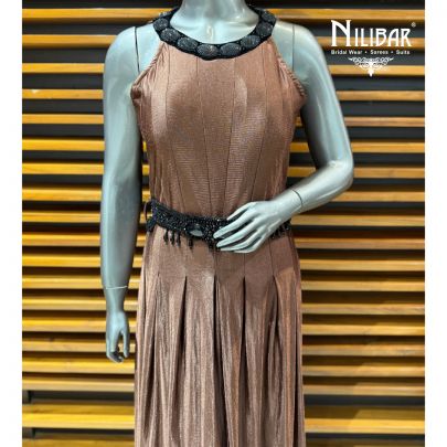 Brown Silk One Piece Set