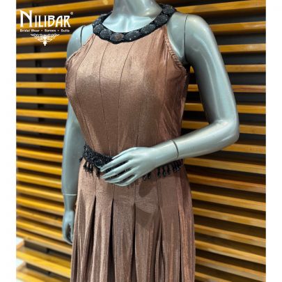 Brown Silk One Piece Set
