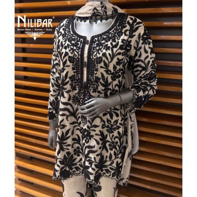 Black Chinon loose Pant Suit