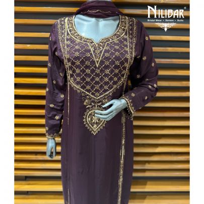 Purple Chinon Shirt Paired with Garara & Dupatta