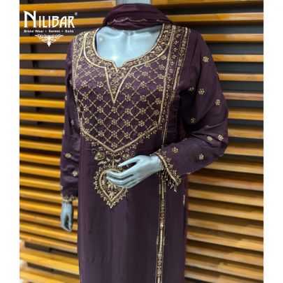 Purple Chinon Shirt Paired with Garara & Dupatta