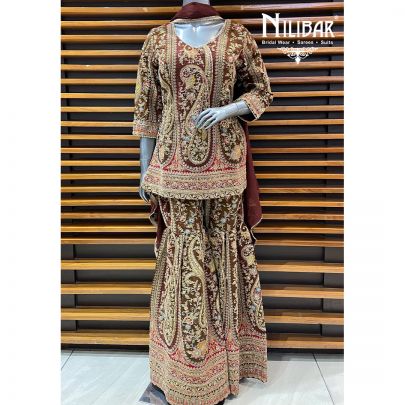 Brown Crepe Garara Suit