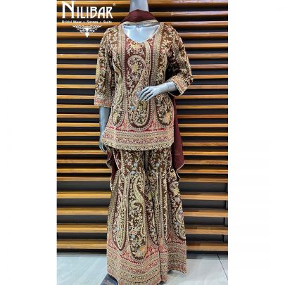 Brown Crepe Garara Suit
