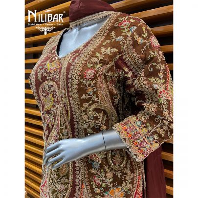 Brown Crepe Garara Suit